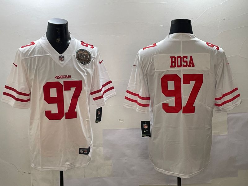 Men San Francisco 49ers 97 Bosa White Second generation 2024 Nike Limited NFL Jersey style 2